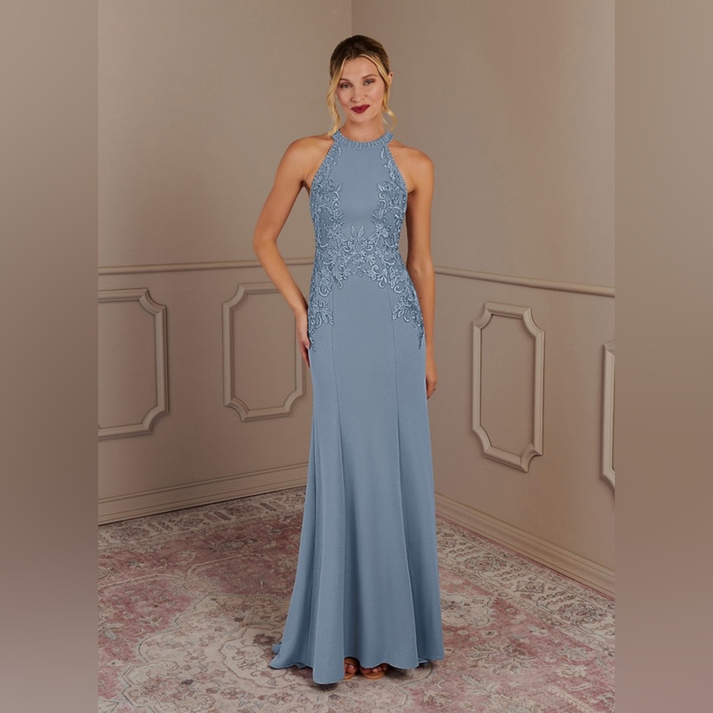 Sleek Blue Halter Maxi Dress